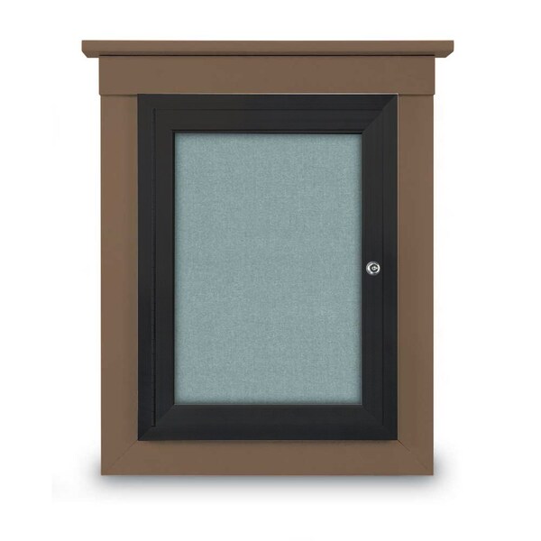 72"x36" 3-Door Enclosed Letterboard, Header, Grey Vinyl/Lt Oak